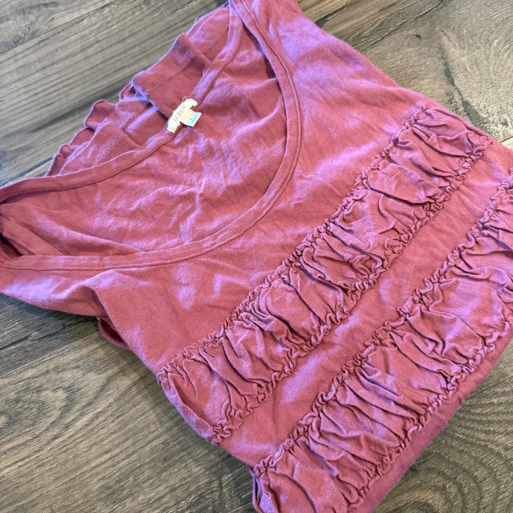J. Crew Womens Pink Ruffle Tiered Sleeveless Cotton Tank Top Size Large